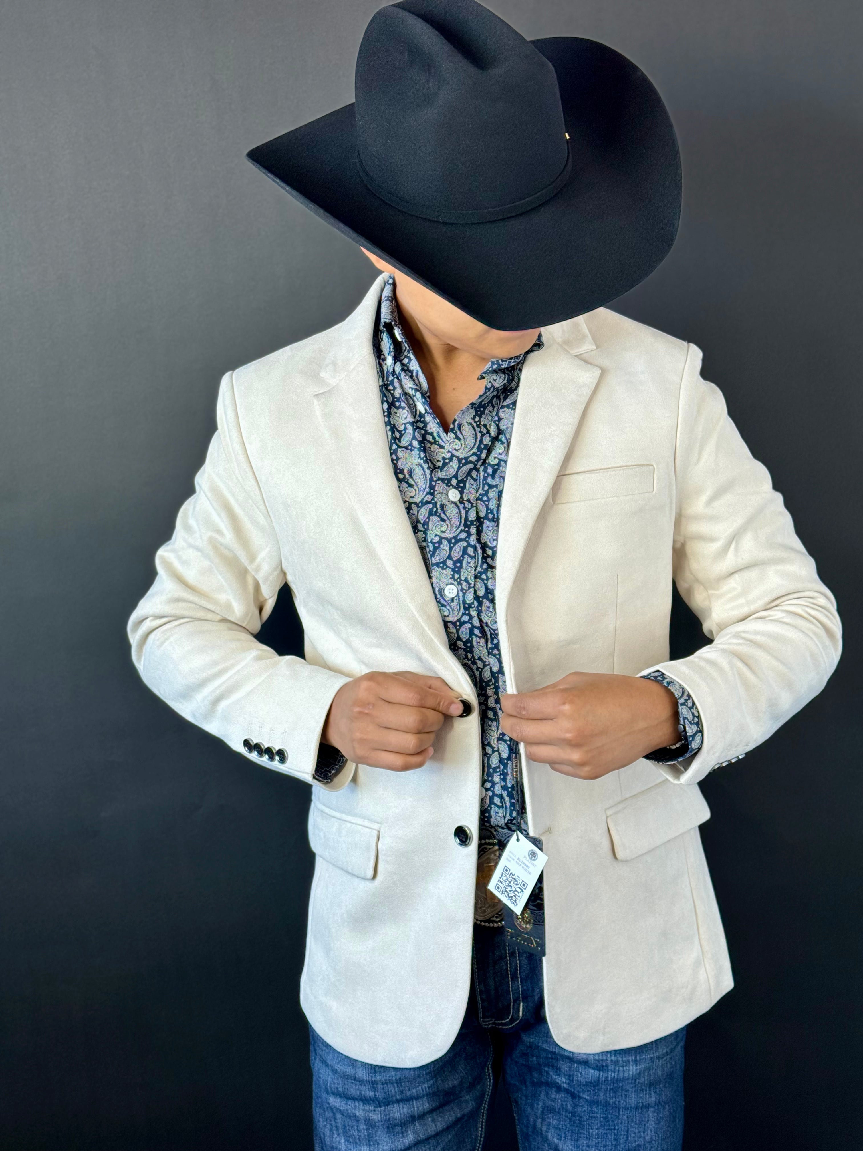 PLATINI WHITE BEIGE GAMUZA SUEDE BLAZER