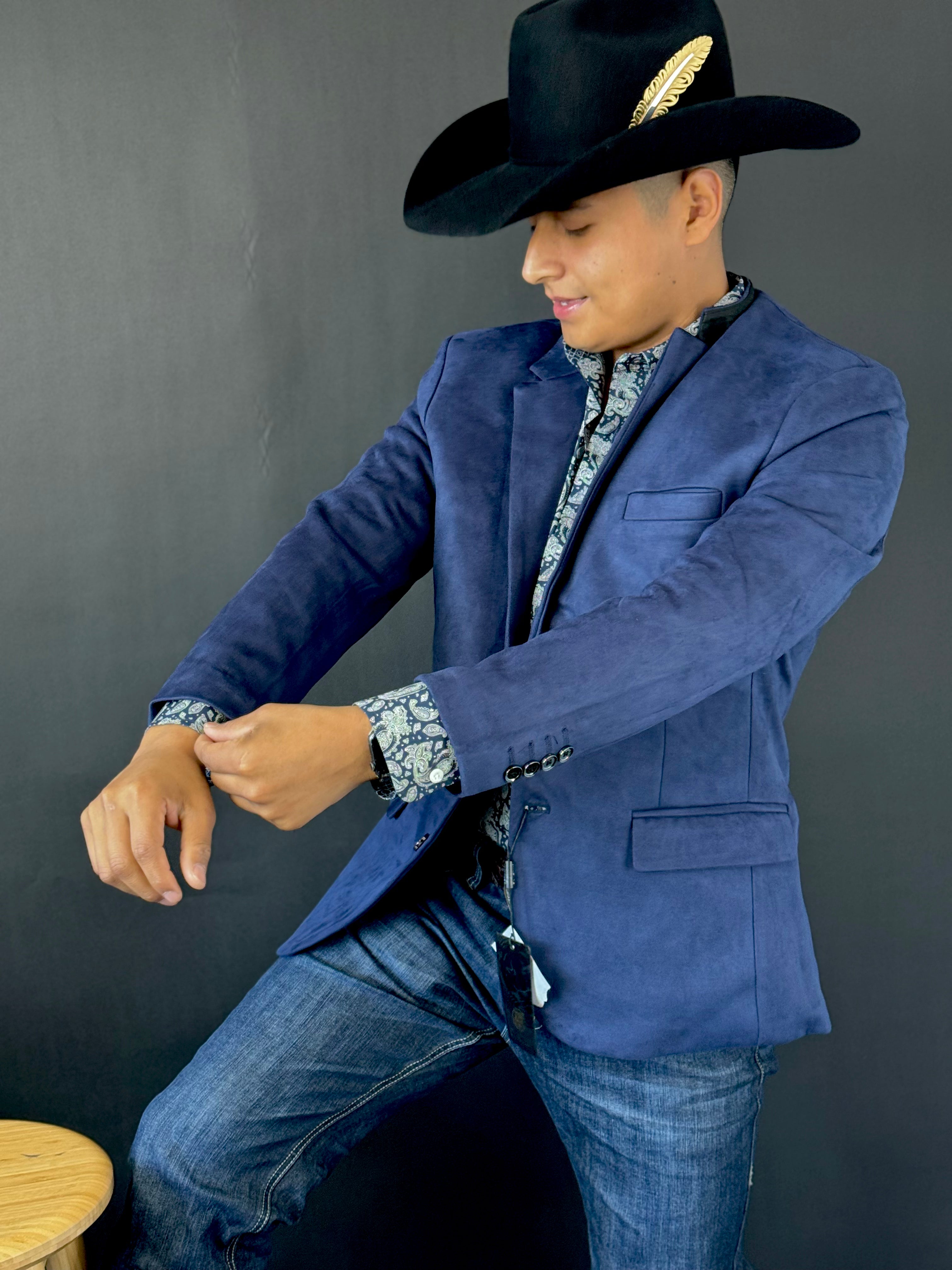 PLATINI NAVY GAMUZA SUEDE BLAZER