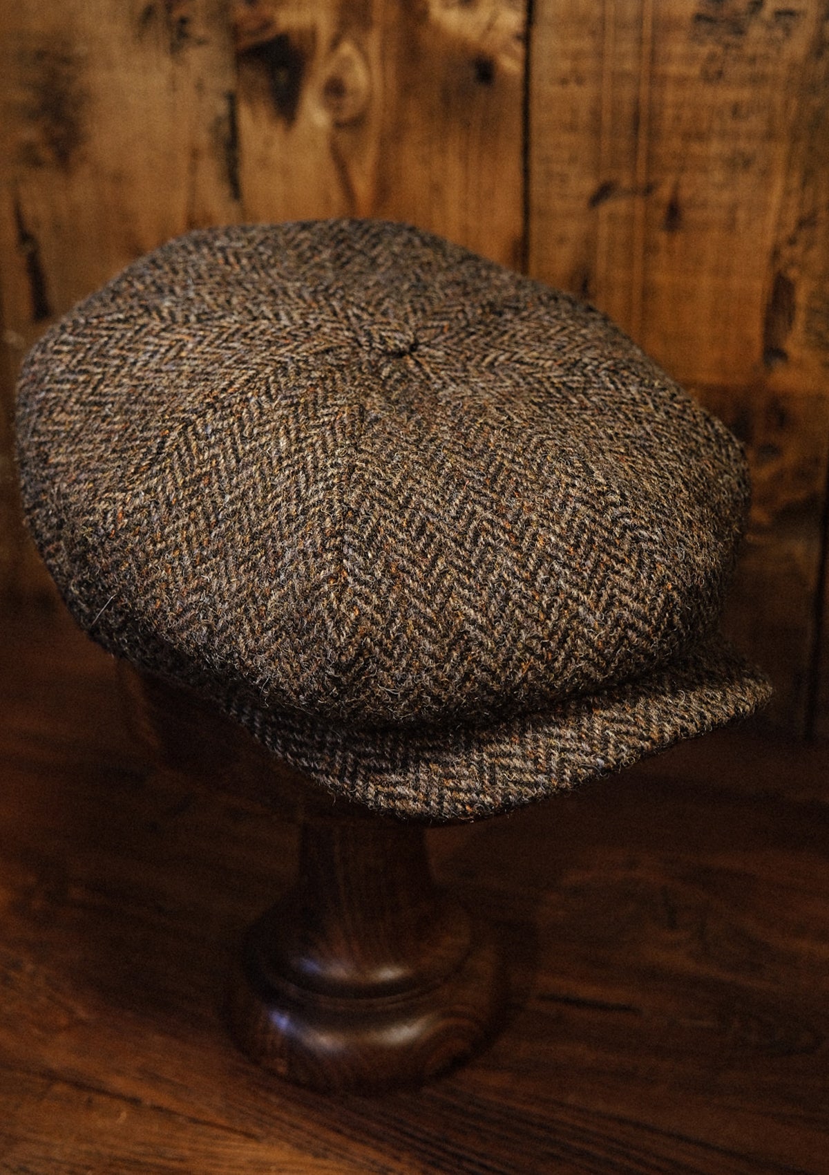 Ridgmount Baker Boy - (Narrow Width) Harris Tweed Light Brown Herringbone