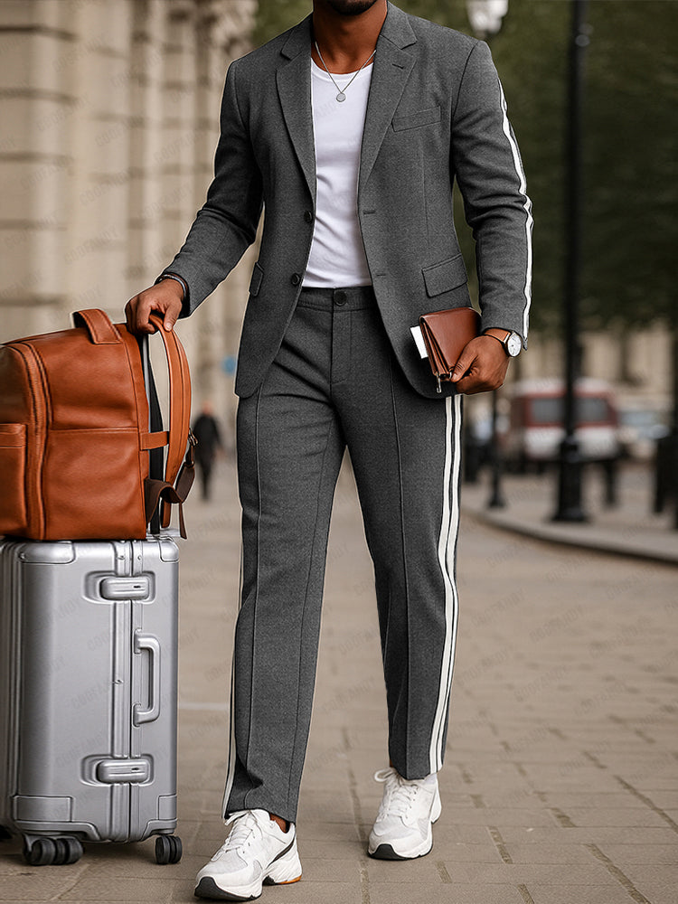 Modern Side Stripe Blazer Pants Set