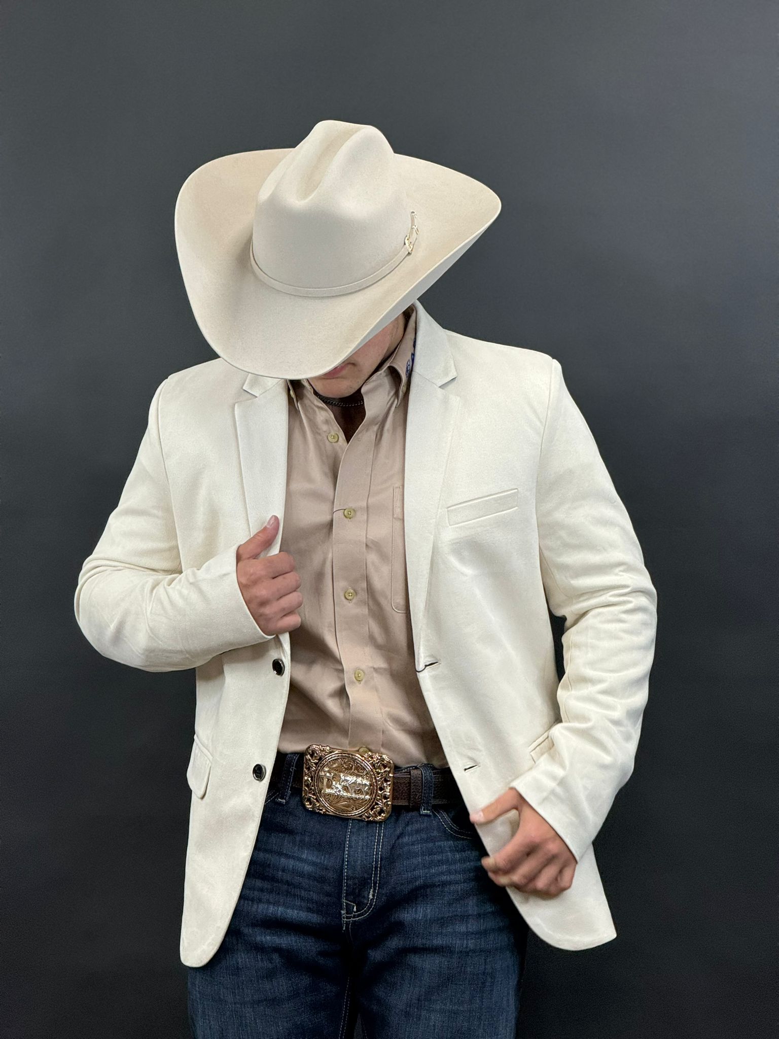 PLATINI WHITE BEIGE GAMUZA SUEDE BLAZER