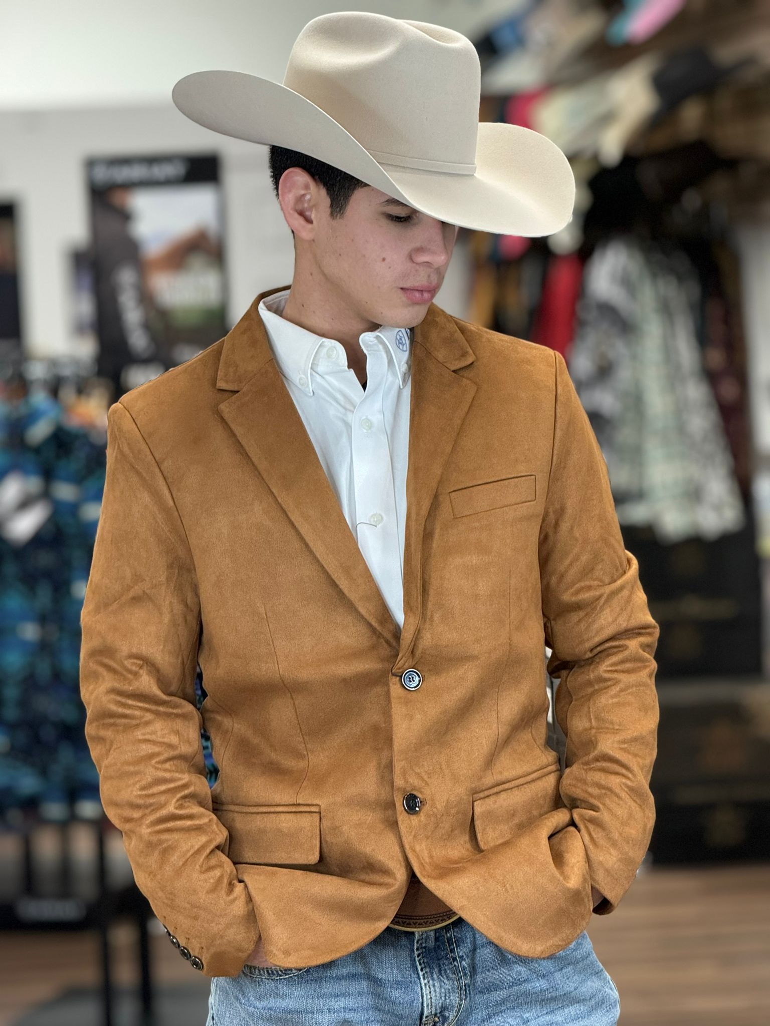 PLATINI CAMEL GAMUZA SUEDE BLAZER