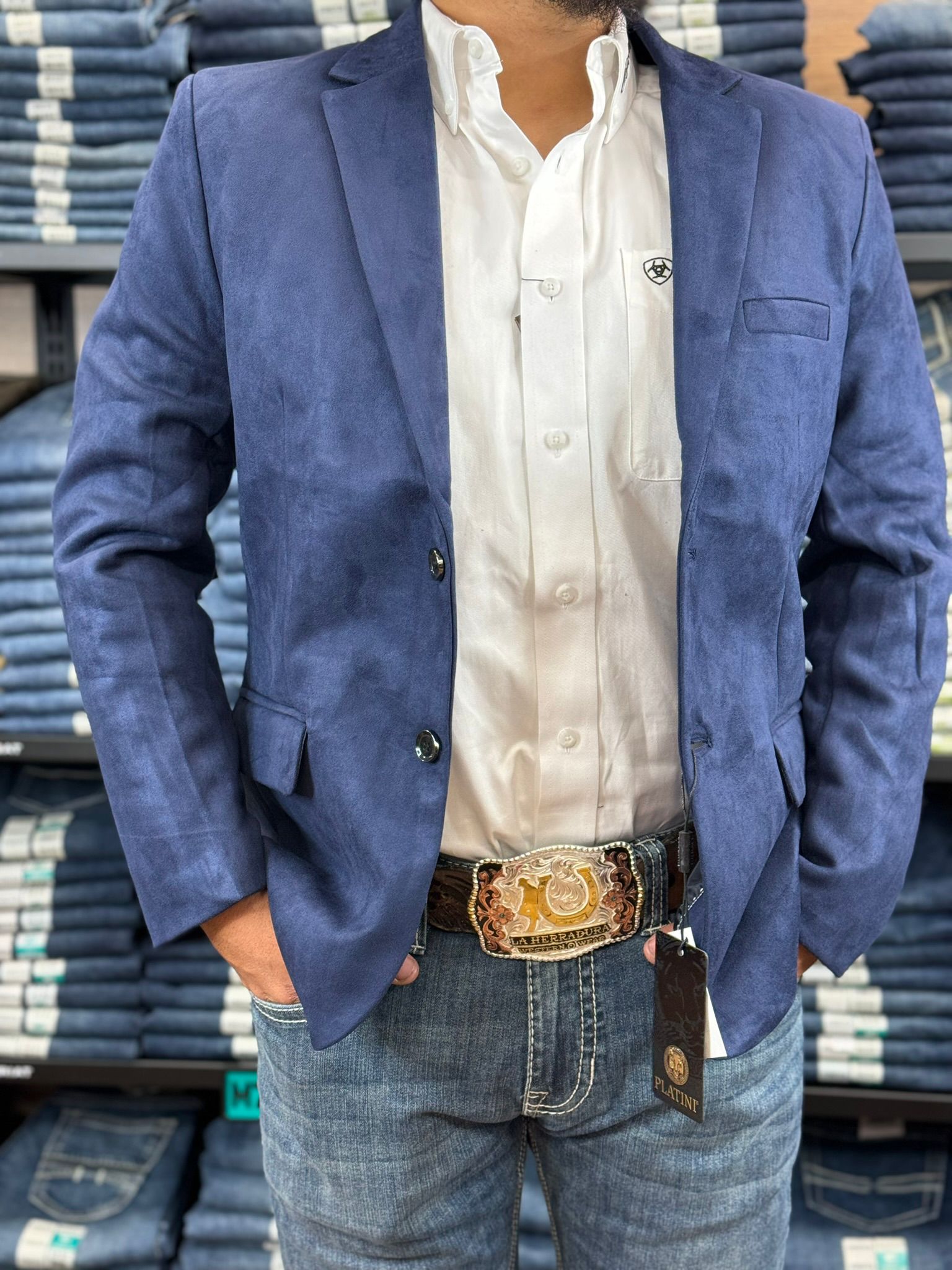 PLATINI NAVY GAMUZA SUEDE BLAZER