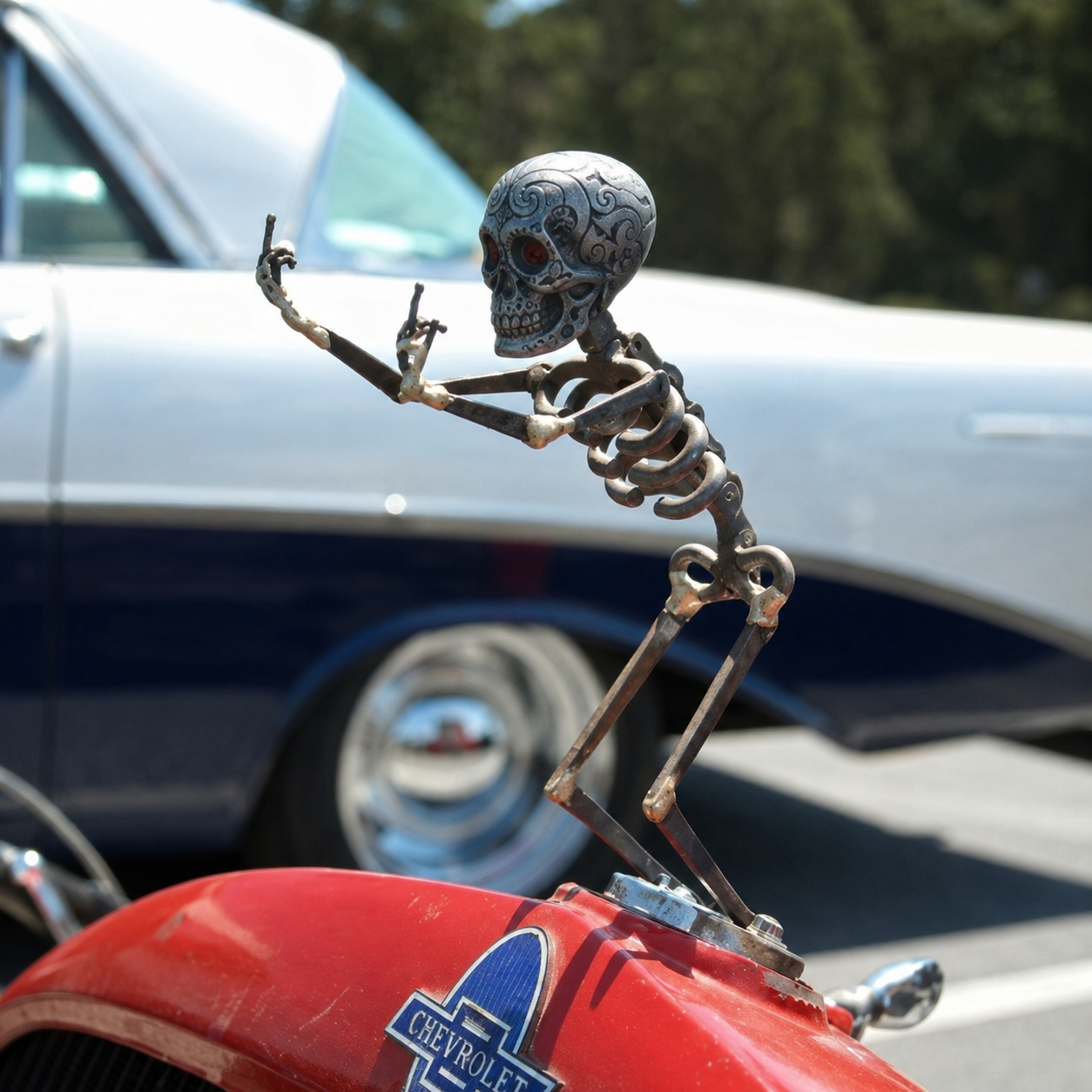 Skeleton Middle Finger Hood Ornament