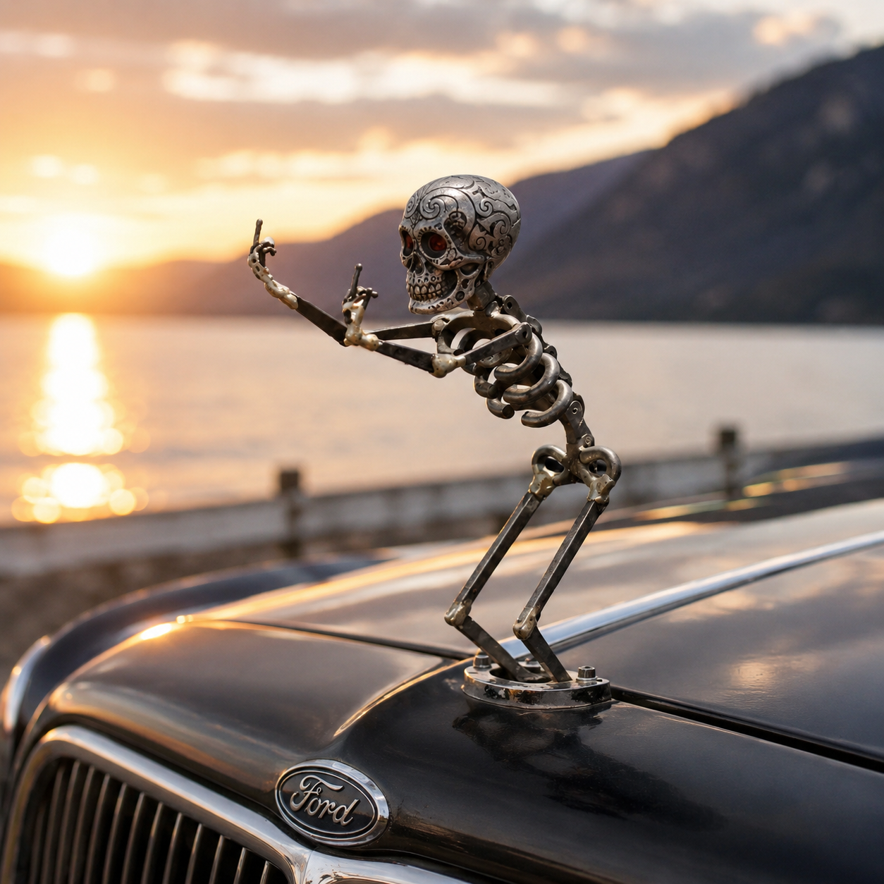 Skeleton Middle Finger Hood Ornament