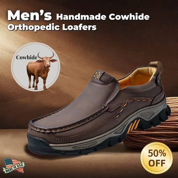 ⏰50% OFF🔥 Men's Handcrafted Wide Toe Loafers | Arch Support Leather Shoes