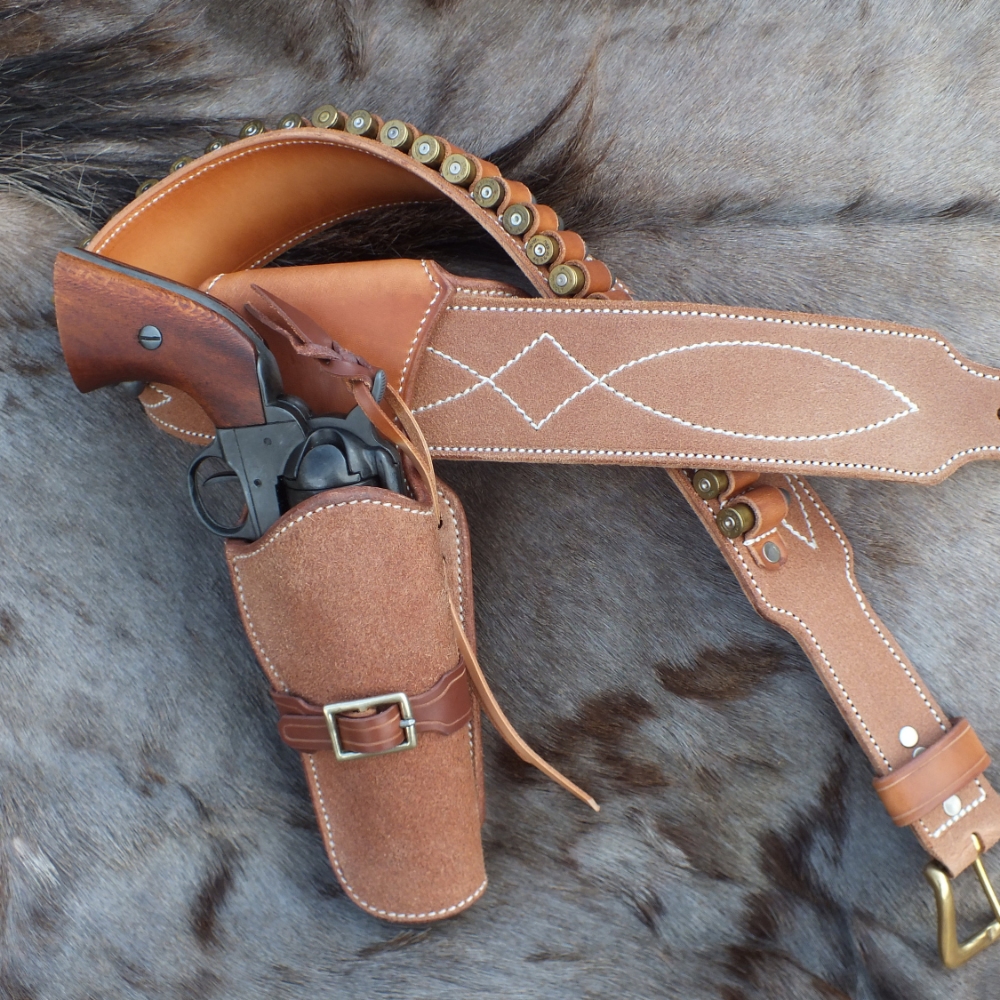 Clint Eastwood Rough Out Steel lined Walk & Draw Holster and Belt