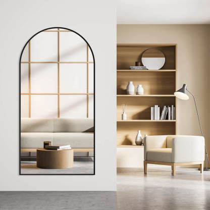 59"x16" Floor Standing Mirror, Wall Mirror with Stand Aluminum Alloy Thin Frame--Living Room,Living Room Mirror