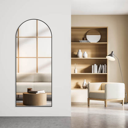 59"x16" Floor Standing Mirror, Wall Mirror with Stand Aluminum Alloy Thin Frame--Living Room,Living Room Mirror