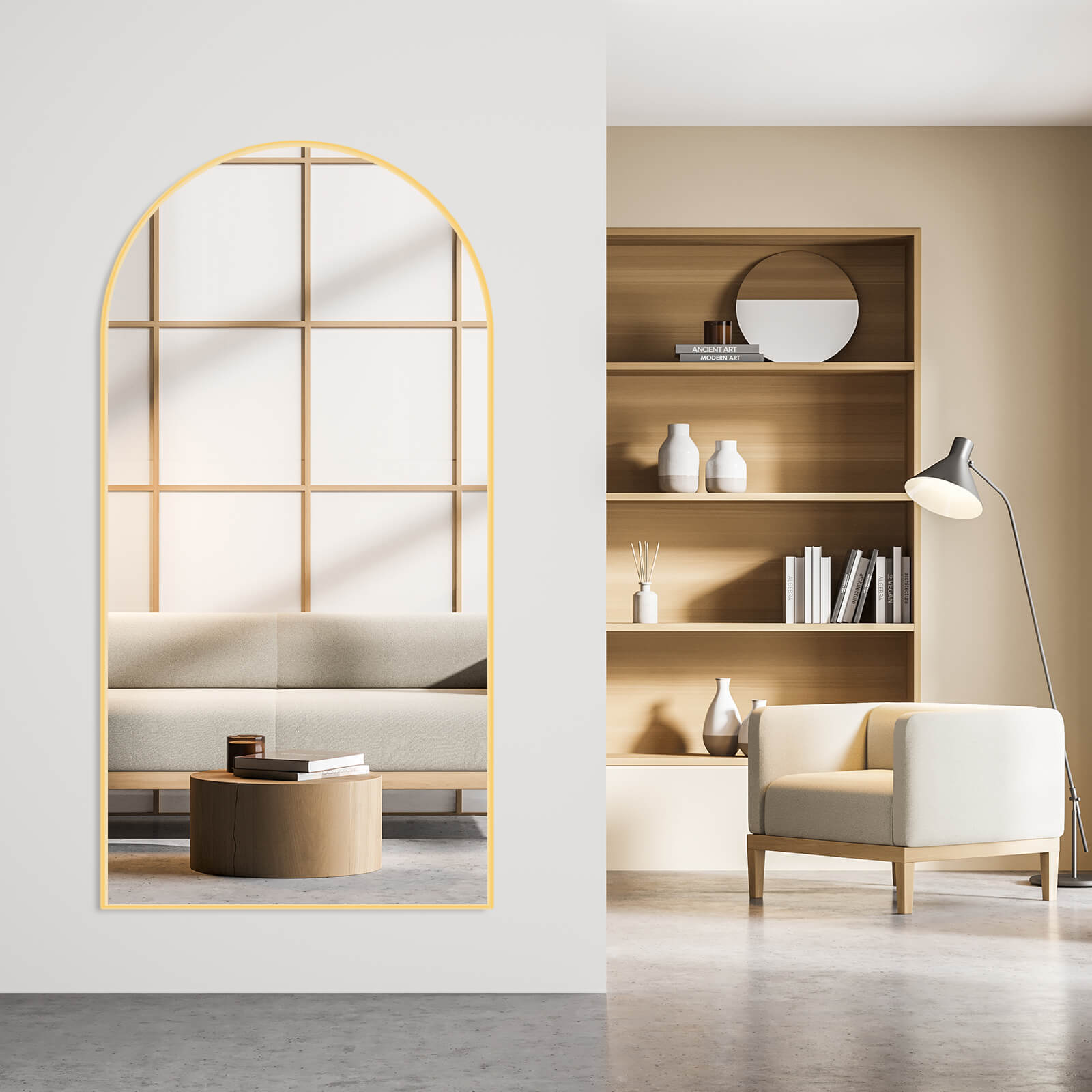 59"x16" Floor Standing Mirror, Wall Mirror with Stand Aluminum Alloy Thin Frame--Living Room,Living Room Mirror