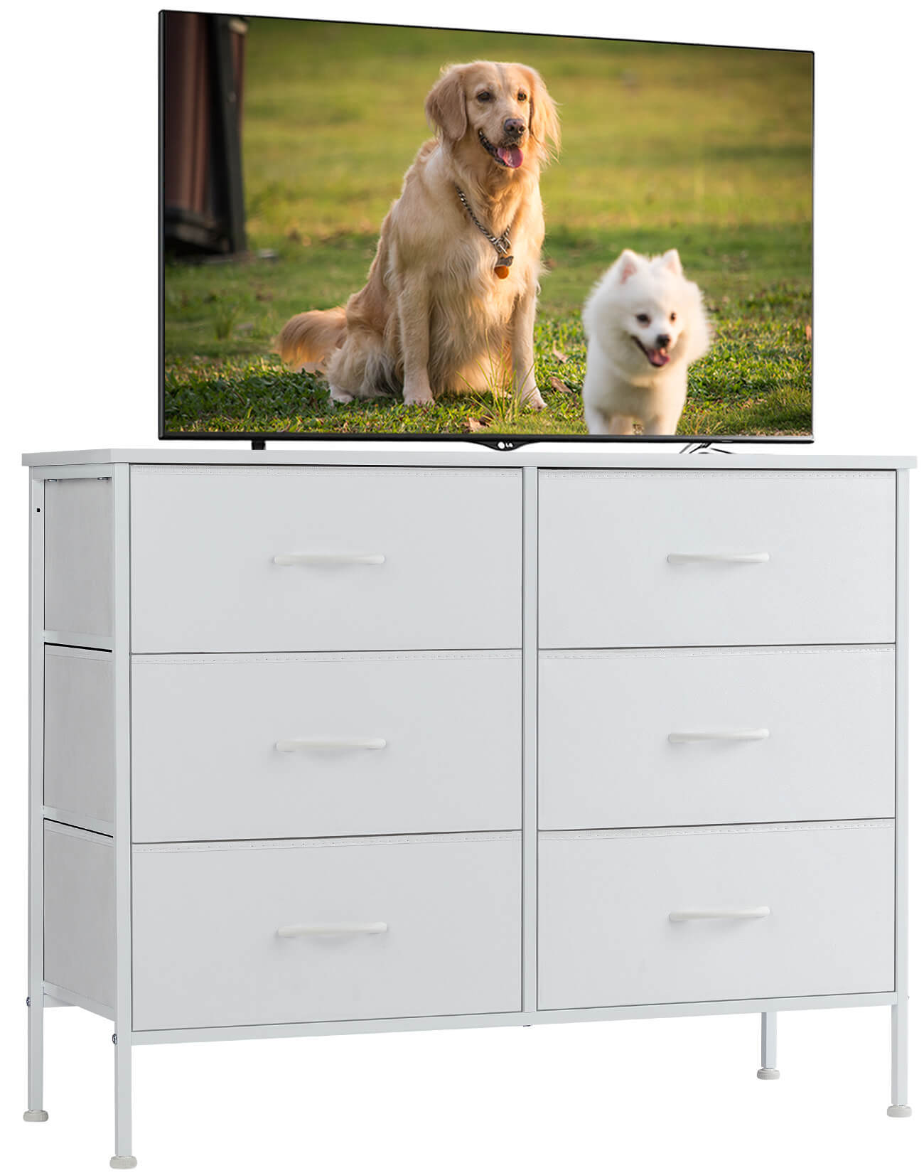 Dresser TV Stand, Console Table with 6 Wide Drawers, Entertainment Center for 55" TV Storage Fabric Dresser Drawer--Best Sellers,Bedroom,Bedroom Cabinet,Living Room,Living Room Cabinet