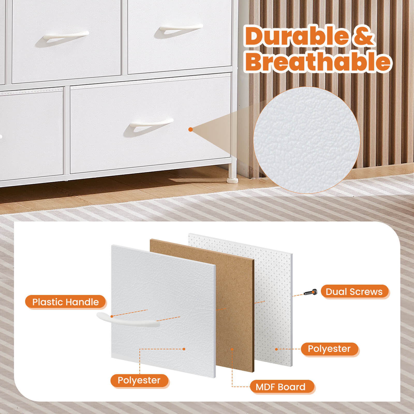 38 in Open Storage Shelf TV Stand with 5 Fabric Drawers for Bedroom/Living Room/Hallway--Living Room,Living Room Cabinet,New Arrivals