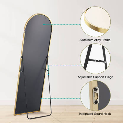 59"x16" Floor Standing Mirror, Wall Mirror with Stand Aluminum Alloy Thin Frame--Living Room,Living Room Mirror