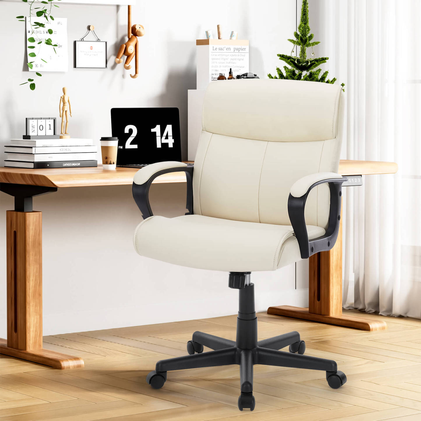 Adjustable Computer Desk Chair with Lumbar Support,Padded Armrest,Swivel Rolling--Bedroom,Bedroom Chair,Home Office,Home Office Chair,Office,Office chair,Office Chair1