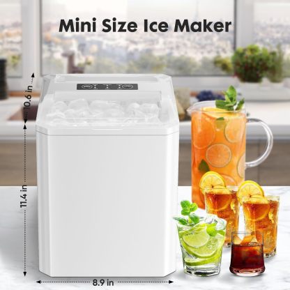 Ice Maker, Portable Countertop Icemaker Machine, Self Cleaning Quiet 2 Sizes Bullet Cubes Makers, 9 Cubes in 6 Mins, 26lbs/24Hrs with Ice Scoop, Basket for Home Kitchen Party