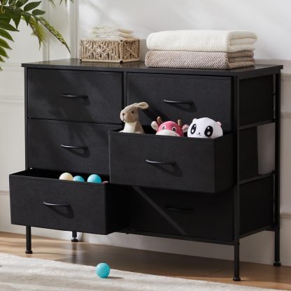 Dresser TV Stand, Console Table with 6 Wide Drawers, Entertainment Center for 55" TV Storage Fabric Dresser Drawer--Best Sellers,Bedroom,Bedroom Cabinet,Living Room,Living Room Cabinet