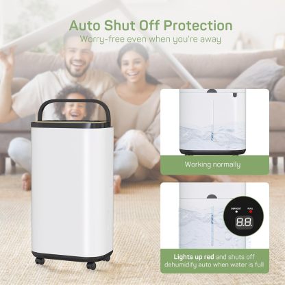 Dehumidifier for Basement with Drain Hose for Auto or Manual Drainage, 4500 Sq.Ft Energy Star Dehumidifiers, Portable for Home Bedroom Large Room Bathroom, 50 Pints Dehumidification Capacity