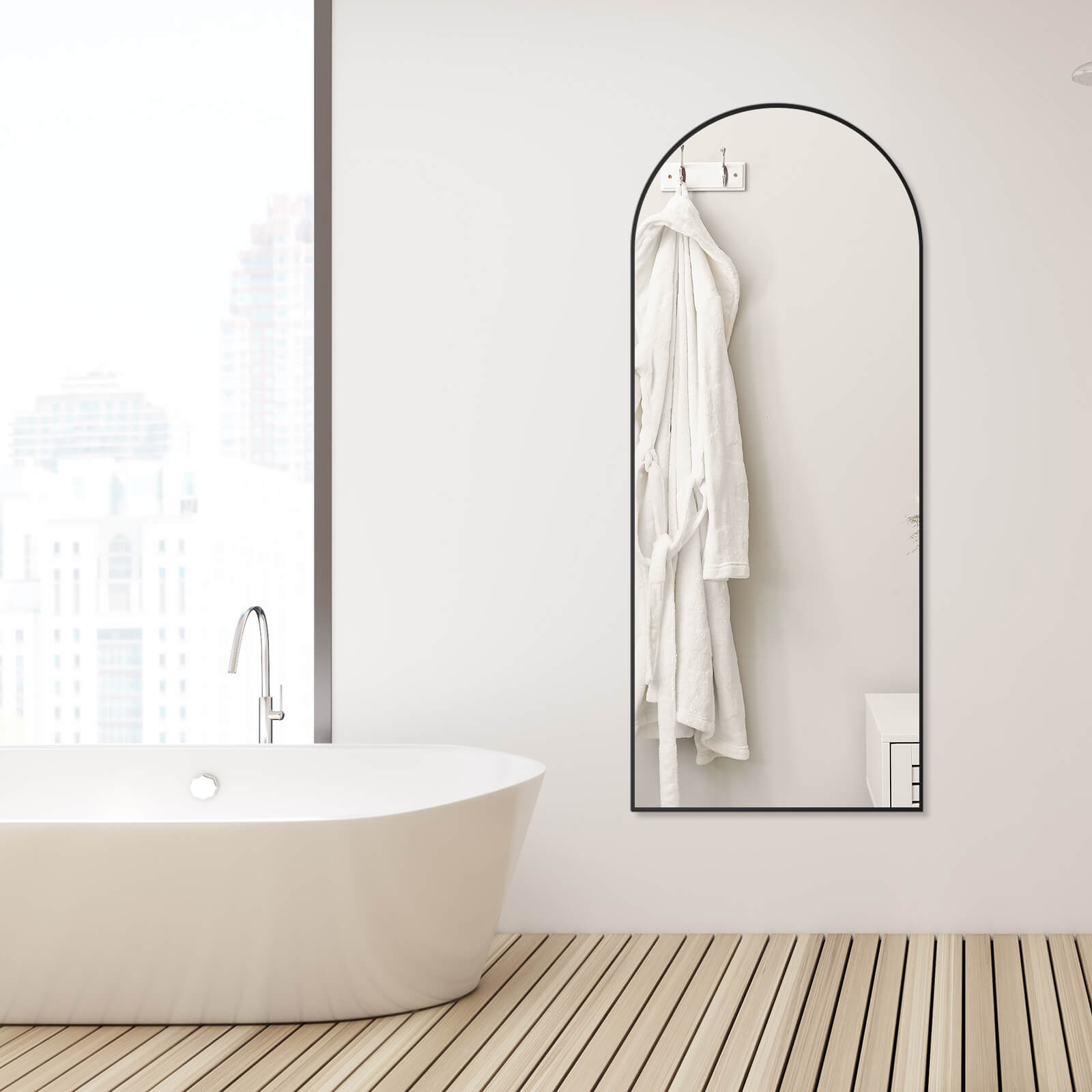 59"x16" Floor Standing Mirror, Wall Mirror with Stand Aluminum Alloy Thin Frame--Living Room,Living Room Mirror