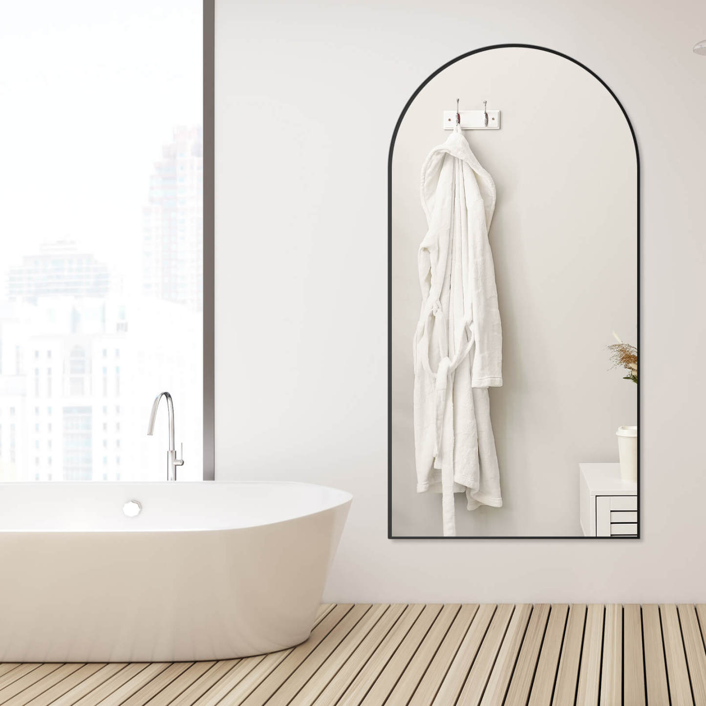 59"x16" Floor Standing Mirror, Wall Mirror with Stand Aluminum Alloy Thin Frame--Living Room,Living Room Mirror