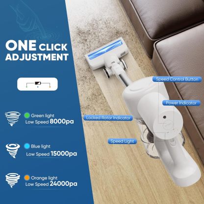 Cordless Stick Vacuum Cleaners for Home Rechargeable Lightweight for Hard Floor and Pet Hair Removal, Handheld Carpet Sweeper with Powerful Suction Up to 45 Minutes Runtime, White