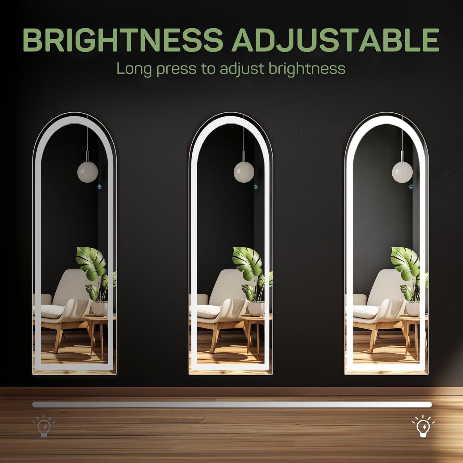 Arched Mirror Full Length with LED Lights