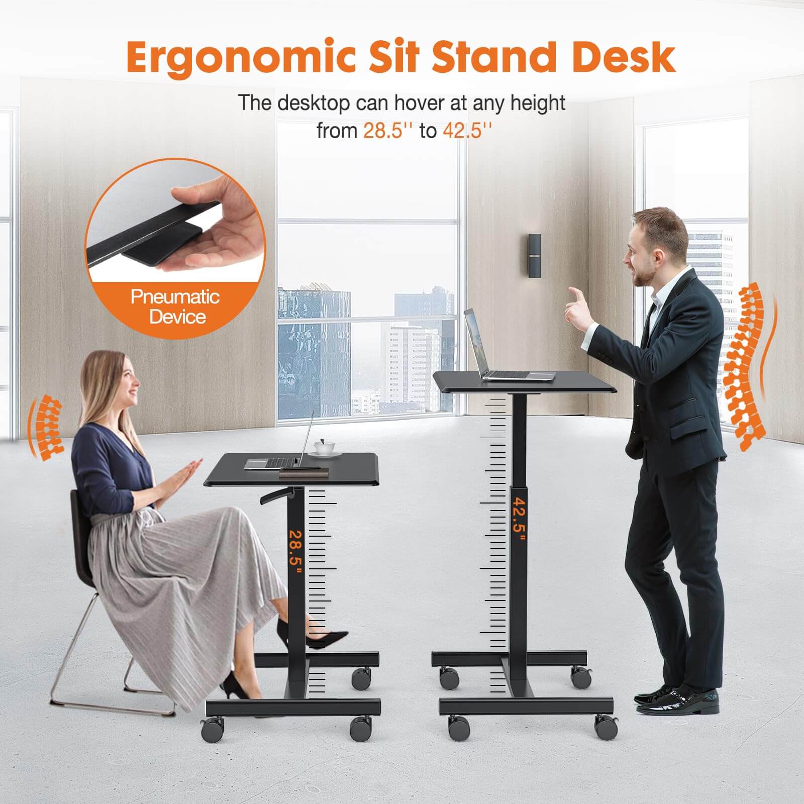 Adjustable Rolling Desk Laptop Computer Cart for Home, Office, Classroom,Overbed Table--Bedroom,Bedroom Desk,Home Office,Home Office Desk,New Arrivals,Office,Office Desk