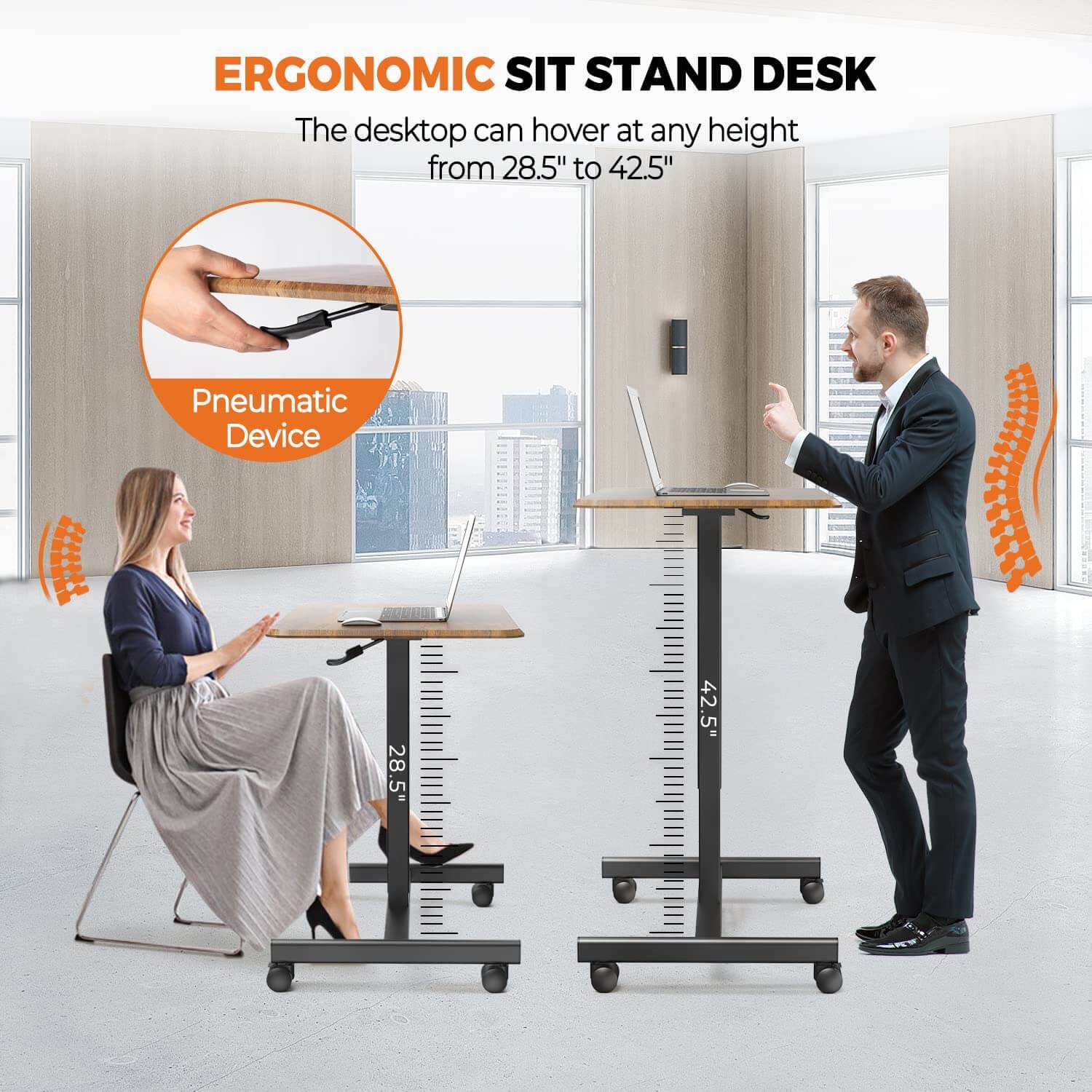 Adjustable Rolling Desk Laptop Computer Cart for Home, Office, Classroom,Overbed Table--Bedroom,Bedroom Desk,Home Office,Home Office Desk,New Arrivals,Office,Office Desk