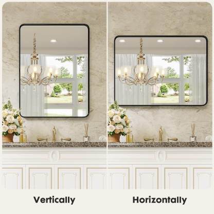 Bathroom Mirror Vanity Mirror for Wall,Aluminum Alloy Framed Wall Mirror Farmhouse,Anti-Rust,Tempered Glass--Living Room,Living Room Mirror