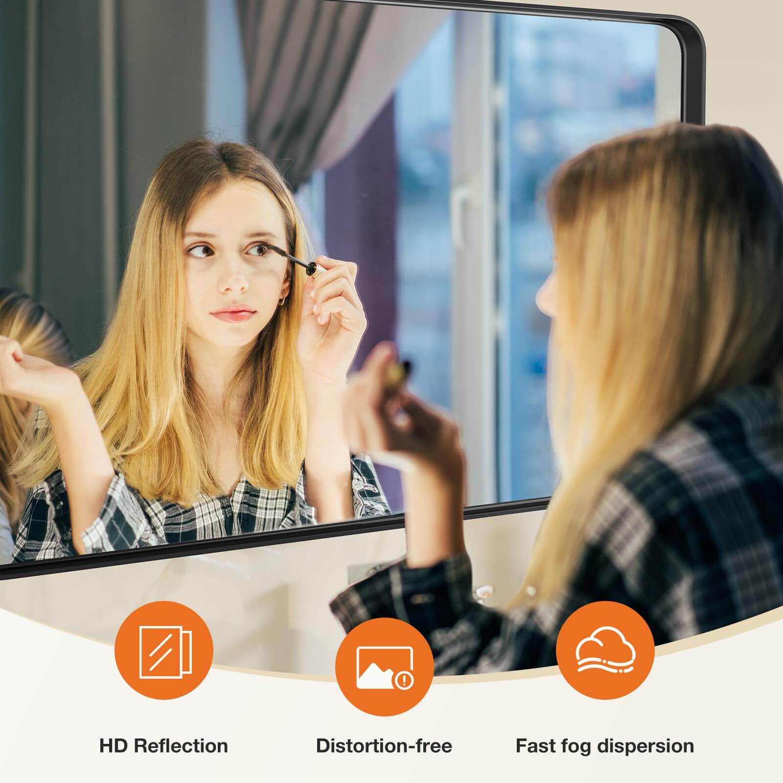 Bathroom Mirror Vanity Mirror for Wall,Aluminum Alloy Framed Wall Mirror Farmhouse,Anti-Rust,Tempered Glass--Living Room,Living Room Mirror