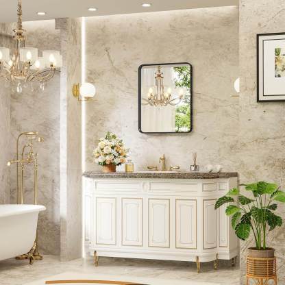 Bathroom Mirror Vanity Mirror for Wall,Aluminum Alloy Framed Wall Mirror Farmhouse,Anti-Rust,Tempered Glass--Living Room,Living Room Mirror