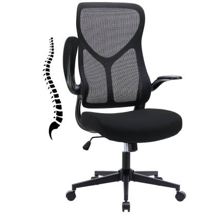 Ergonomic Computer Mesh Chair with Flip-up Armrests,Lumbar Support, Backrest for Home Office--Bedroom,Bedroom Chair,Home Office,Home Office Chair,Office,Office Chair1
