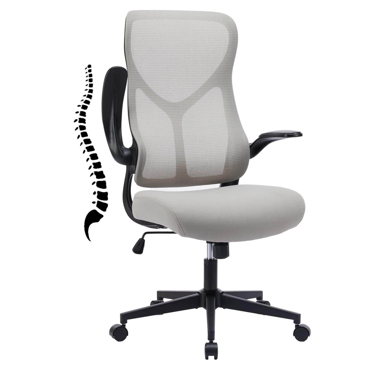 Ergonomic Computer Mesh Chair with Flip-up Armrests,Lumbar Support, Backrest for Home Office--Bedroom,Bedroom Chair,Home Office,Home Office Chair,Office,Office Chair1