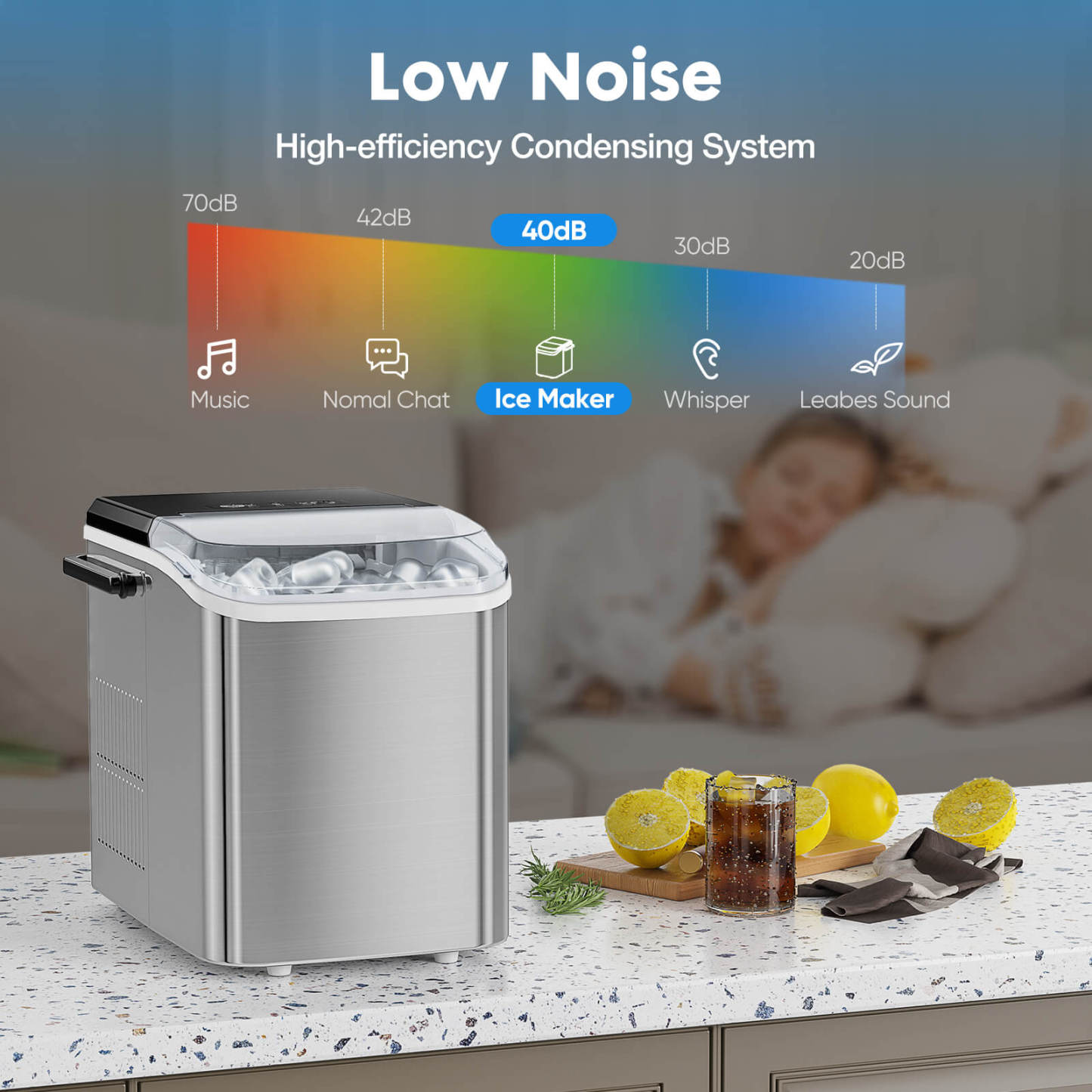 Countertop Ice Maker Machine, Portable Self-Cleaning Ice Machine with Ice Scoop, Basket and Handle--kitchen & Dining,New Arrivals