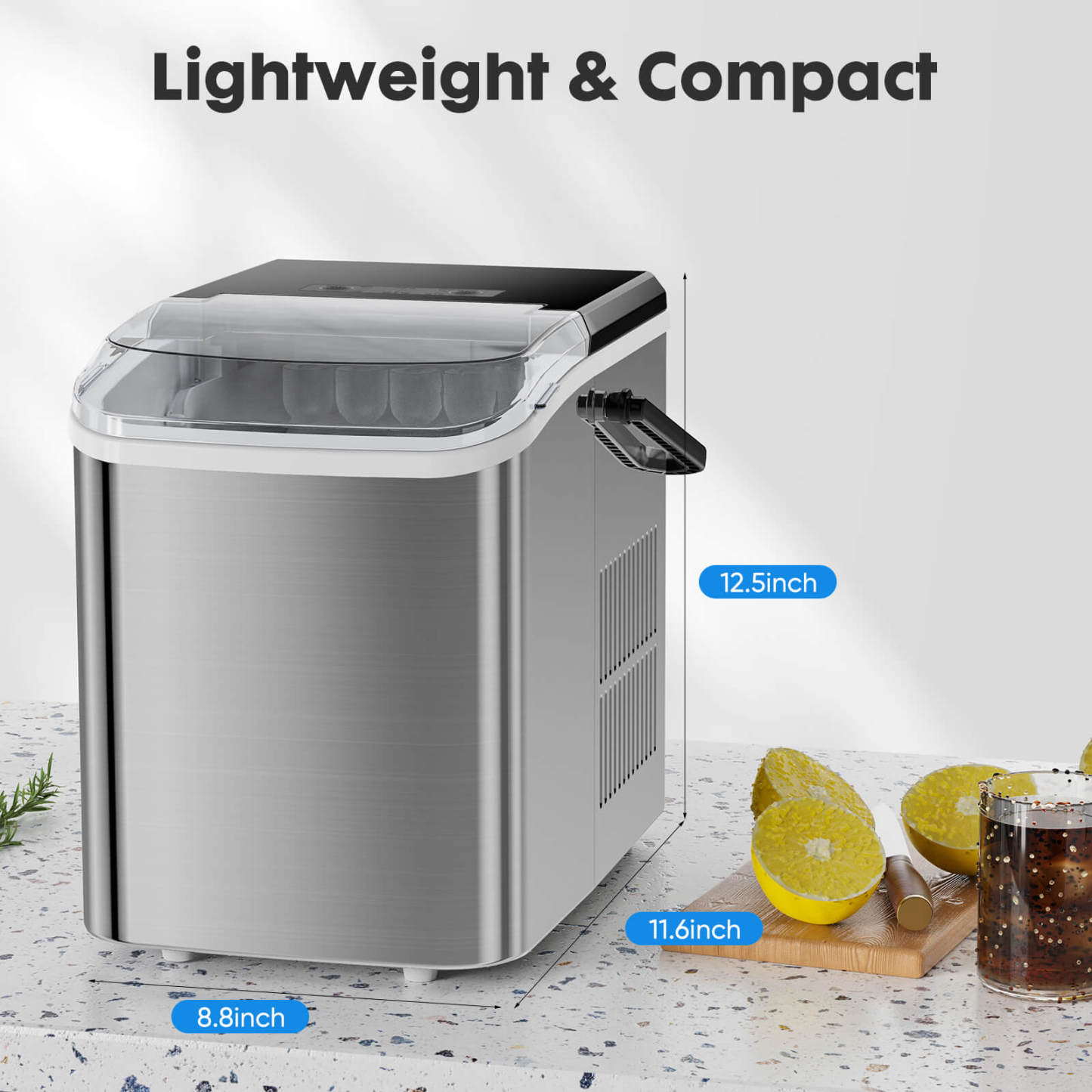 Countertop Ice Maker Machine, Portable Self-Cleaning Ice Machine with Ice Scoop, Basket and Handle--kitchen & Dining,New Arrivals