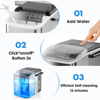 Countertop Ice Maker Machine, Portable Self-Cleaning Ice Machine with Ice Scoop, Basket and Handle--kitchen & Dining,New Arrivals