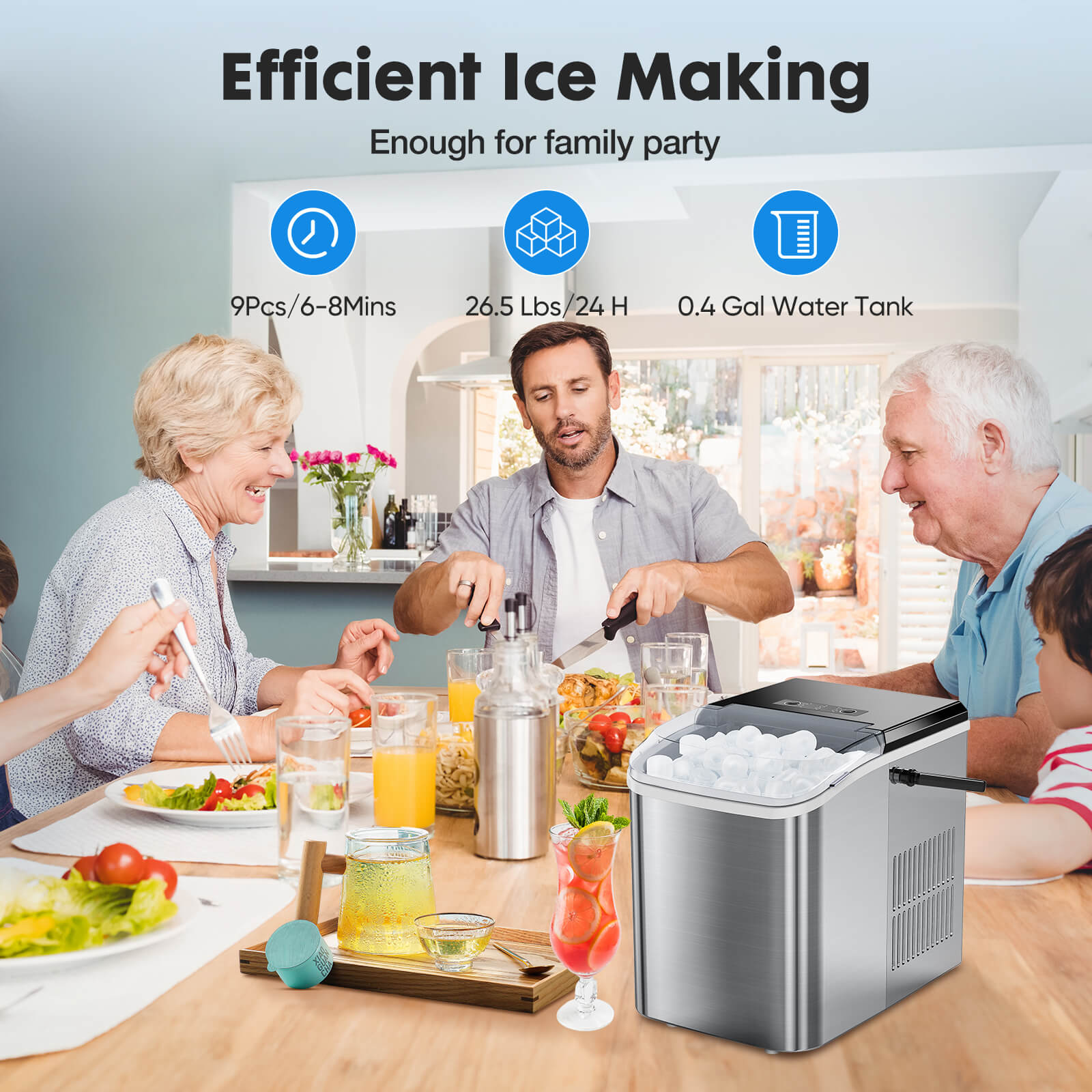 Countertop Ice Maker Machine, Portable Self-Cleaning Ice Machine with Ice Scoop, Basket and Handle--kitchen & Dining,New Arrivals