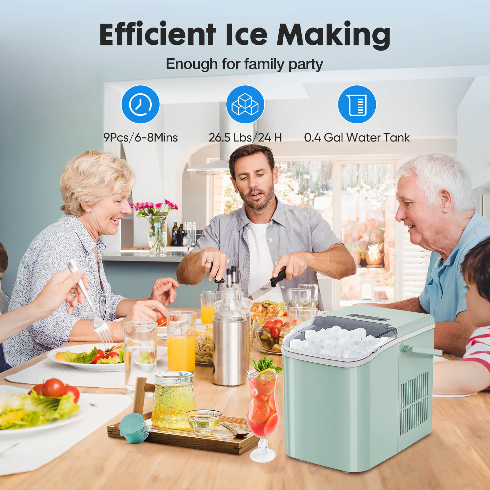 Countertop Ice Maker Machine, Portable Self-Cleaning Ice Machine with Ice Scoop, Basket and Handle--kitchen & Dining,New Arrivals