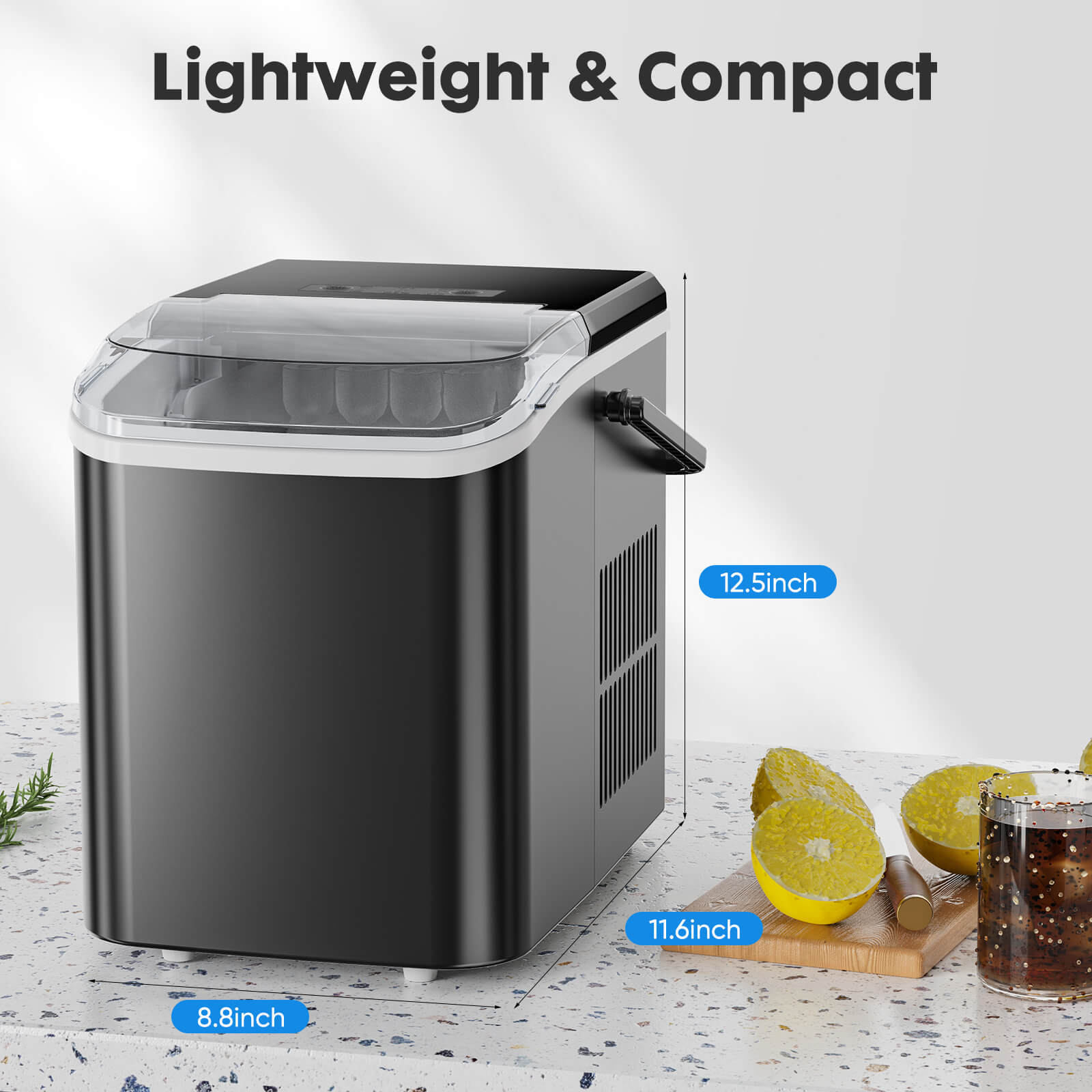 Countertop Ice Maker Machine, Portable Self-Cleaning Ice Machine with Ice Scoop, Basket and Handle--kitchen & Dining,New Arrivals