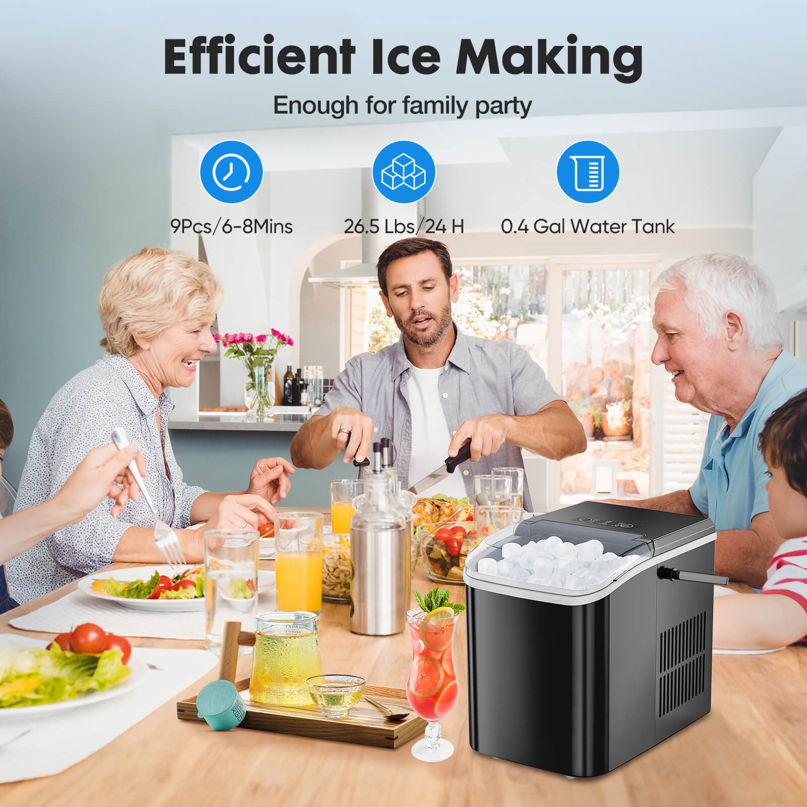 Countertop Ice Maker Machine, Portable Self-Cleaning Ice Machine with Ice Scoop, Basket and Handle--kitchen & Dining,New Arrivals