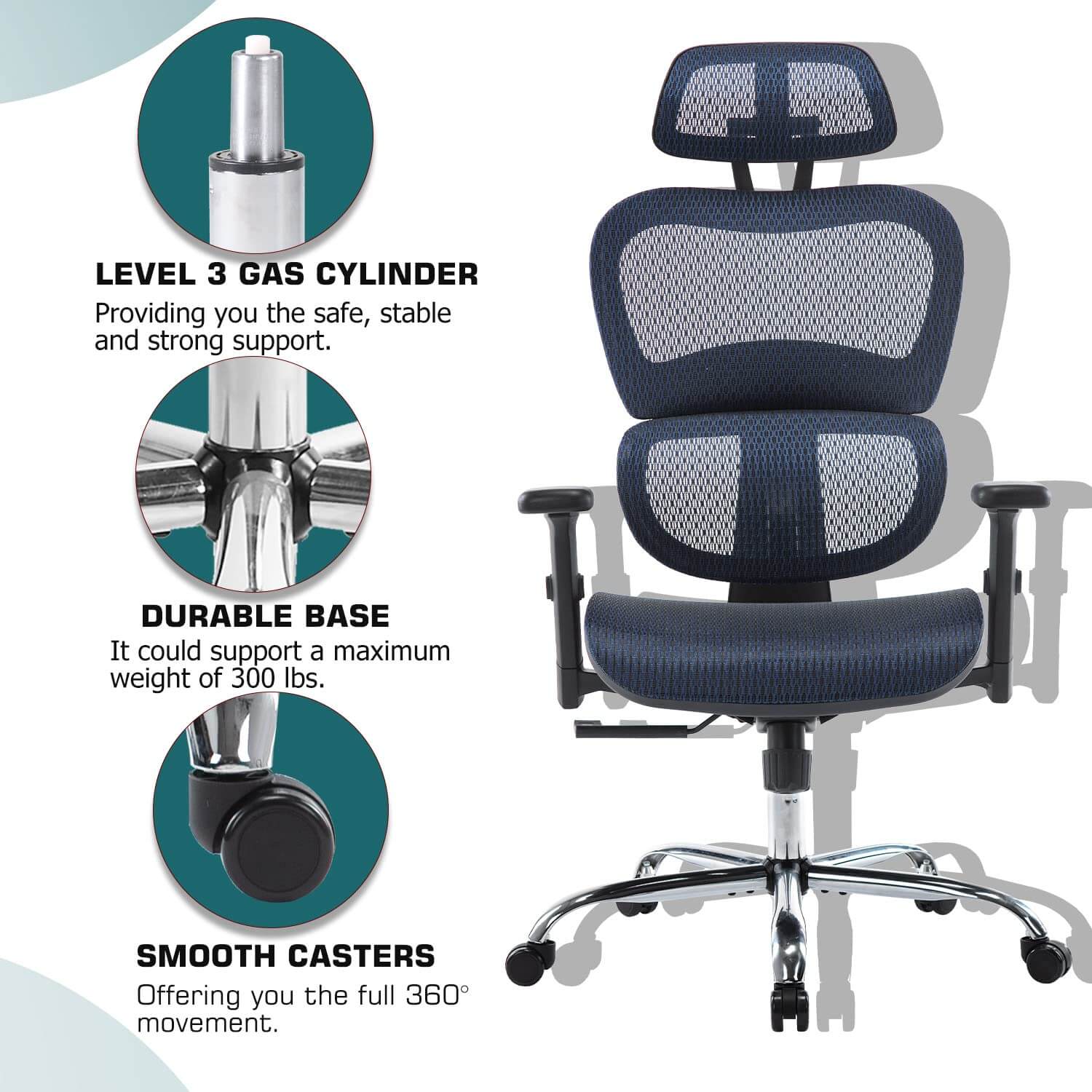 Large High Back Computer Chair with Dynamic Lumbar Support, Tilt and Lock Office Chair, 3D Adjustable Headrest and Armrests--Bedroom,Bedroom Chair,Home Office,Home Office Chair,Office,Office chair,Office Chair1