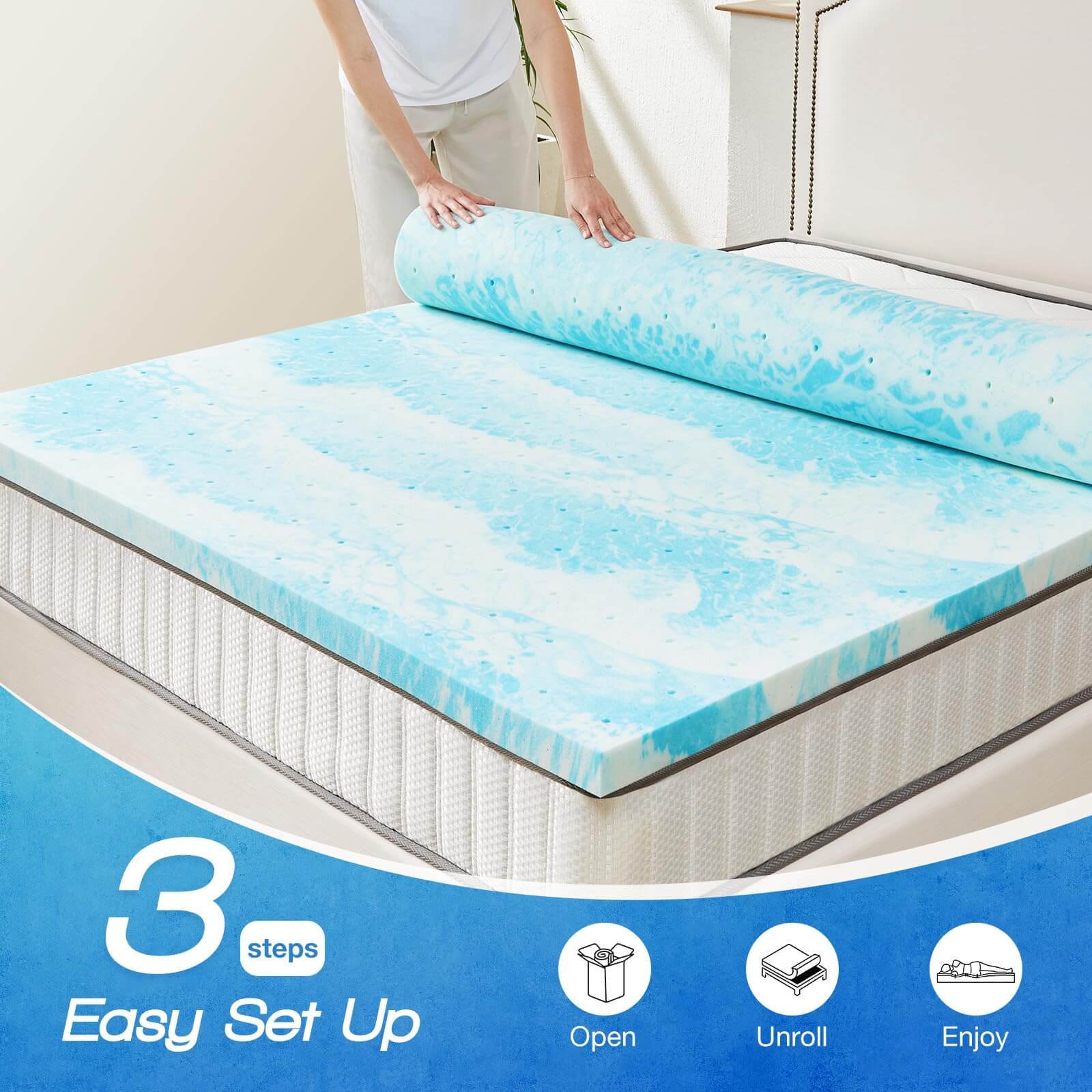 Memory Foam Cooling Gel Swirl Infused Bed Topper for Back Pain--Best Sellers,Bedroom,mattresses