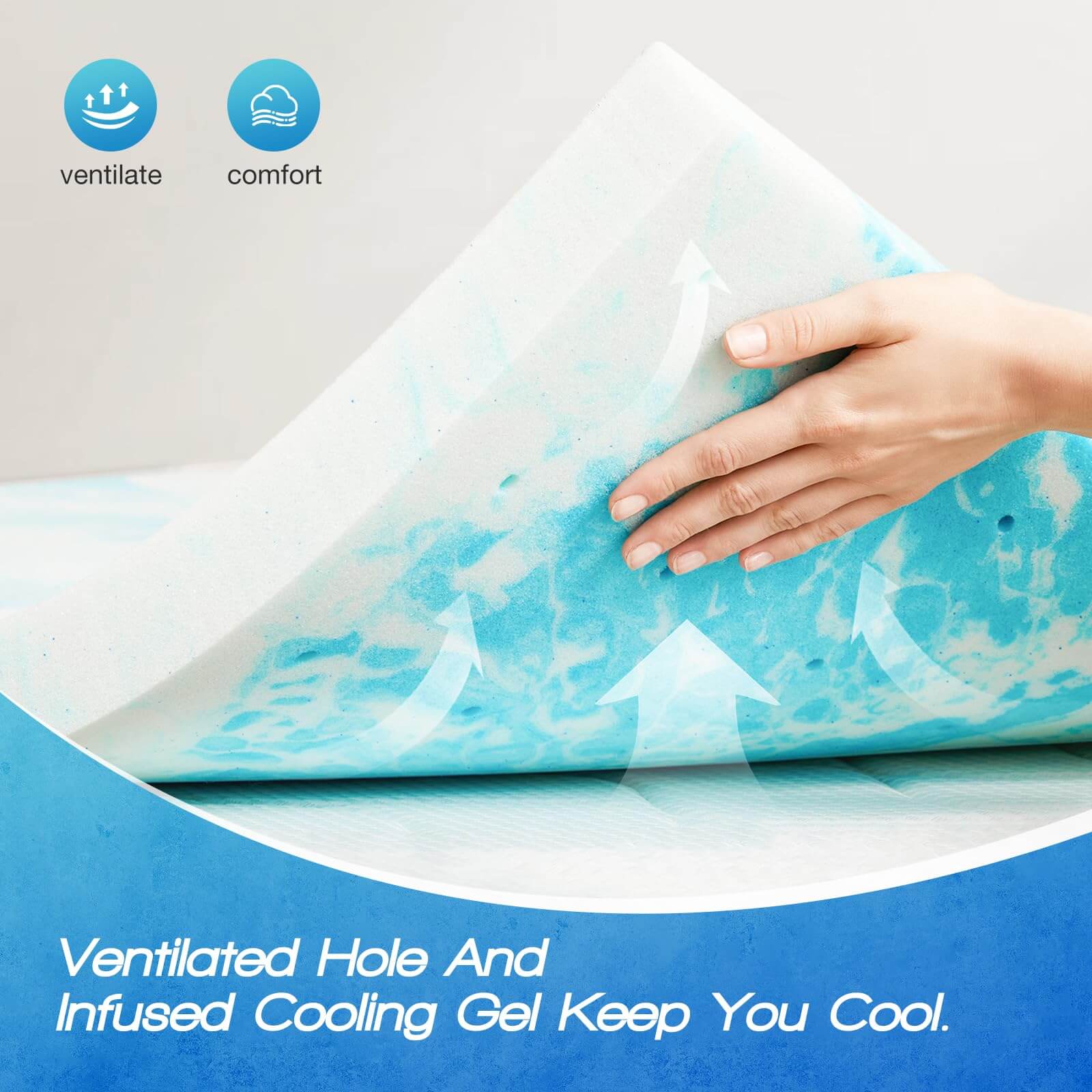 Memory Foam Cooling Gel Swirl Infused Bed Topper for Back Pain--Best Sellers,Bedroom,mattresses