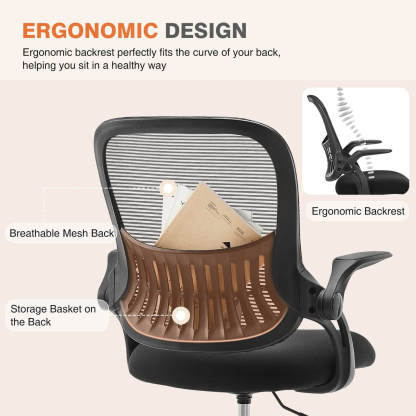 Ergonomic Home Mesh Office Desk Chairs with Flip up Armrests,Lumbar Support--Bedroom,Bedroom Chair,Home Office,Home Office Chair,Office,Office Chair1