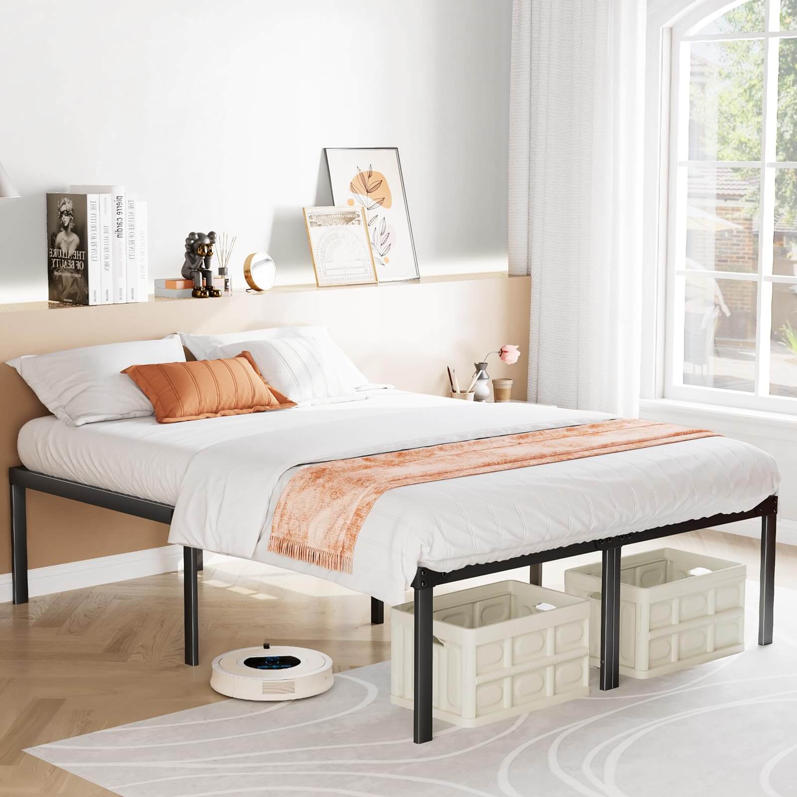 Heavy Duty Metal Bed Frame with Sturdy Steel Slat Support, No Box Spring Needed--Best Sellers,Bedroom,Bedroom Bed Frame