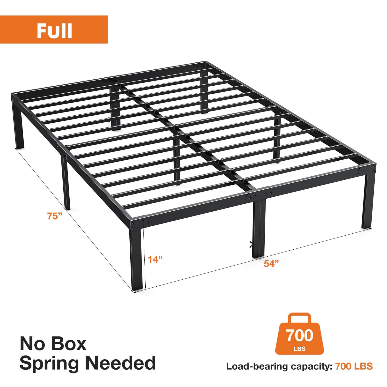 Heavy Duty Metal Bed Frame with Sturdy Steel Slat Support, No Box Spring Needed--Best Sellers,Bedroom,Bedroom Bed Frame