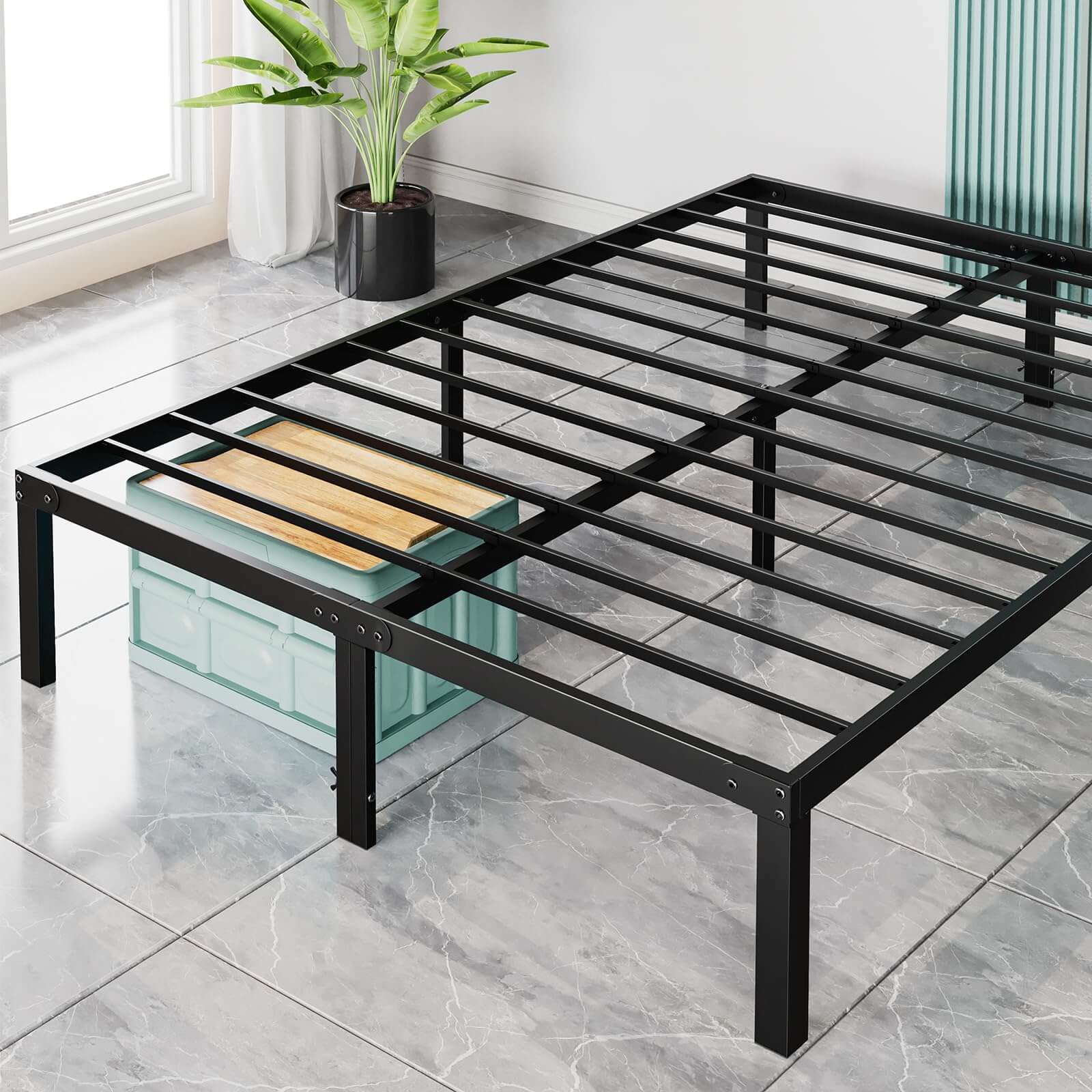Heavy Duty Metal Bed Frame with Sturdy Steel Slat Support, No Box Spring Needed--Best Sellers,Bedroom,Bedroom Bed Frame