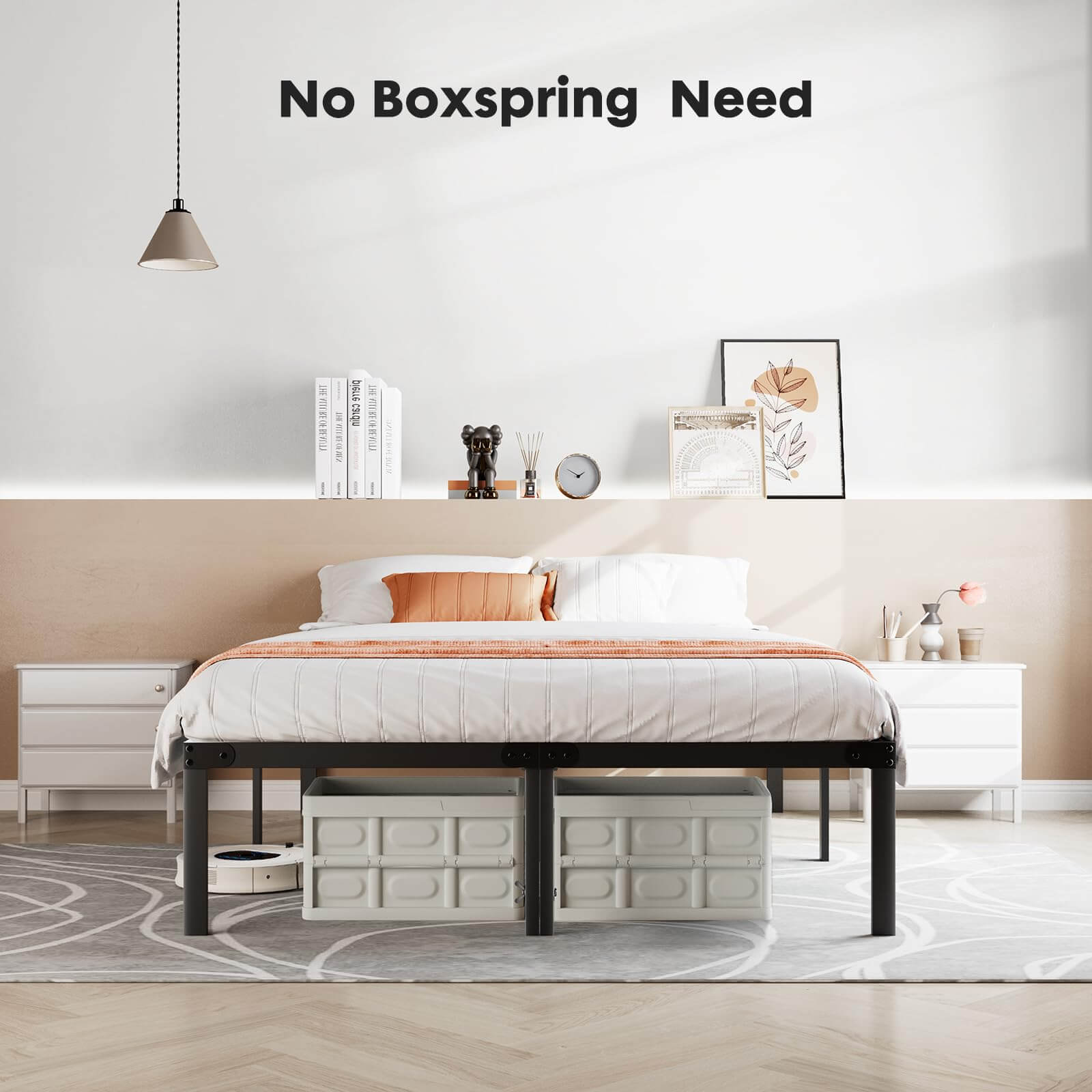Heavy Duty Metal Bed Frame with Sturdy Steel Slat Support, No Box Spring Needed--Best Sellers,Bedroom,Bedroom Bed Frame