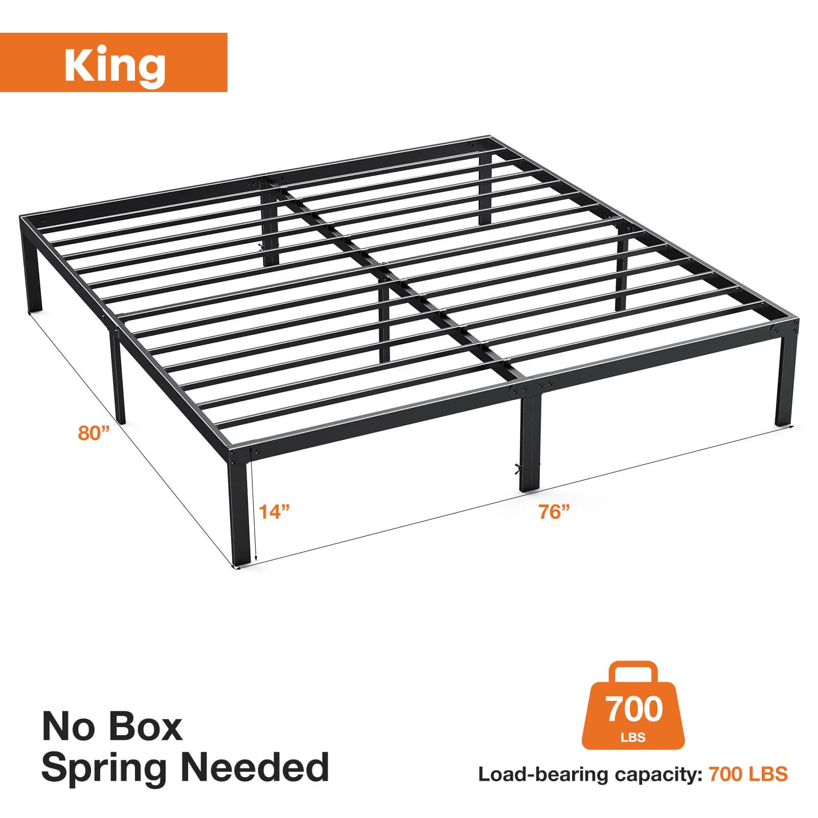 Heavy Duty Metal Bed Frame with Sturdy Steel Slat Support, No Box Spring Needed--Best Sellers,Bedroom,Bedroom Bed Frame