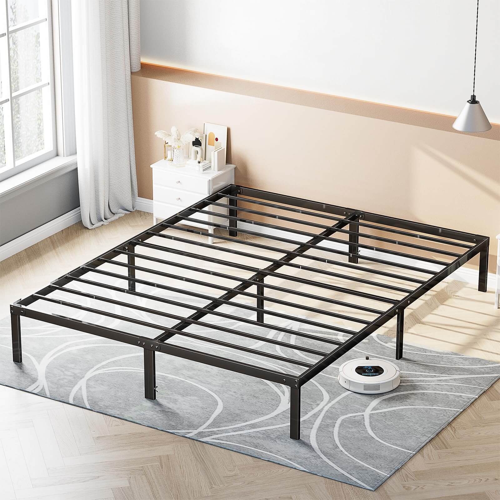 Heavy Duty Metal Bed Frame with Sturdy Steel Slat Support, No Box Spring Needed--Best Sellers,Bedroom,Bedroom Bed Frame