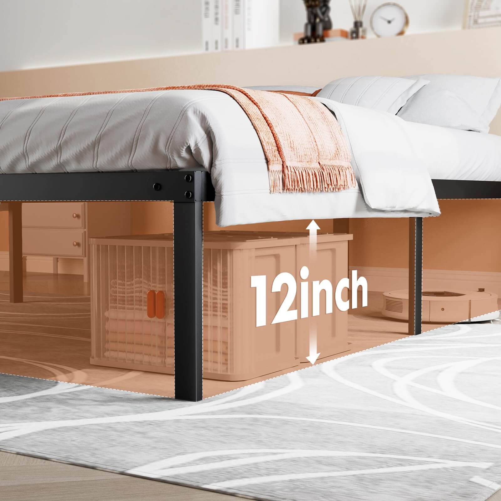 Heavy Duty Metal Bed Frame with Sturdy Steel Slat Support, No Box Spring Needed--Best Sellers,Bedroom,Bedroom Bed Frame